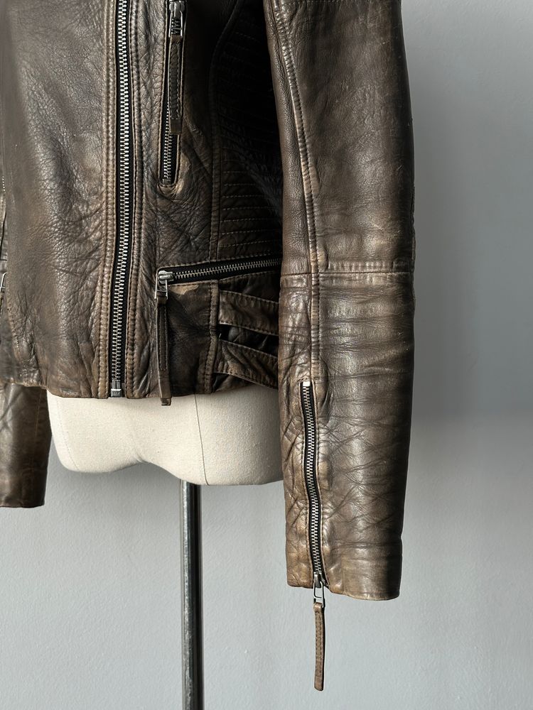 Whistles Distressed Leather Biker Jacket - S imagen 6