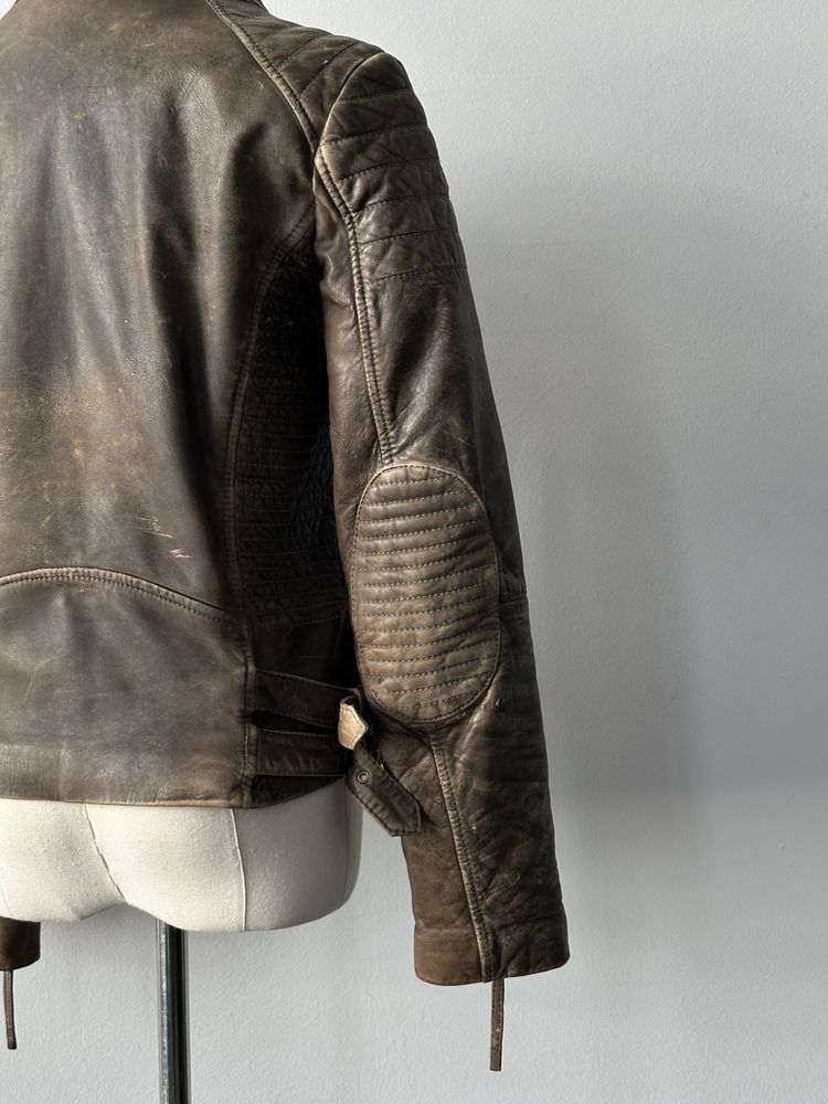 Whistles Distressed Leather Biker Jacket - S imagen 8