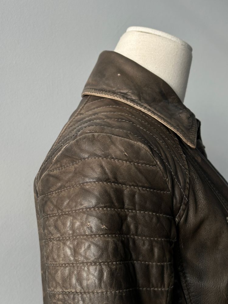 Whistles Distressed Leather Biker Jacket - S imagen 9