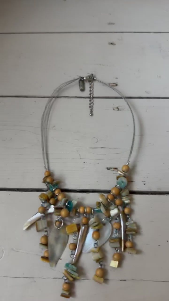 Shell Wooden Beaded Necklace image 1