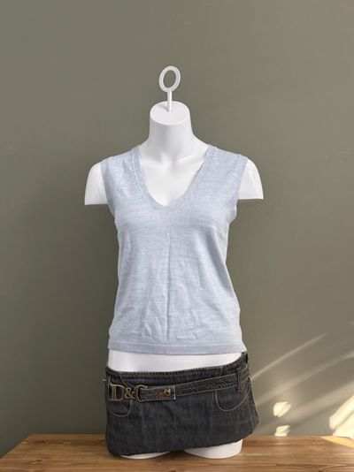 French Connection Baby Blue Knit Vest (M) 5
