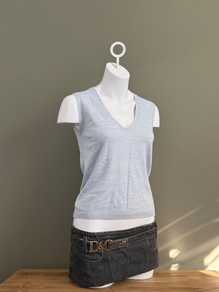 French Connection Baby Blue Knit Vest (M) 3