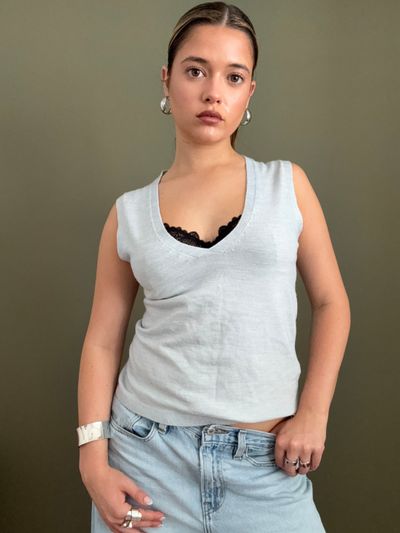 French Connection Baby Blue Knit Vest (M)