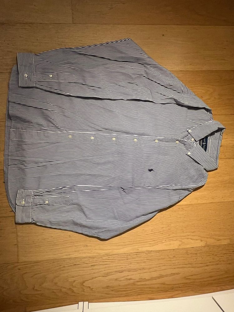 Ralph Lauren Men's Navy & White Striped Classic Fit Shirt 18-36 Size XXL image 1