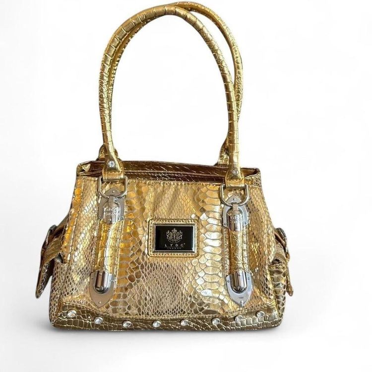 Lydc London Gold Snakeskin Handbag