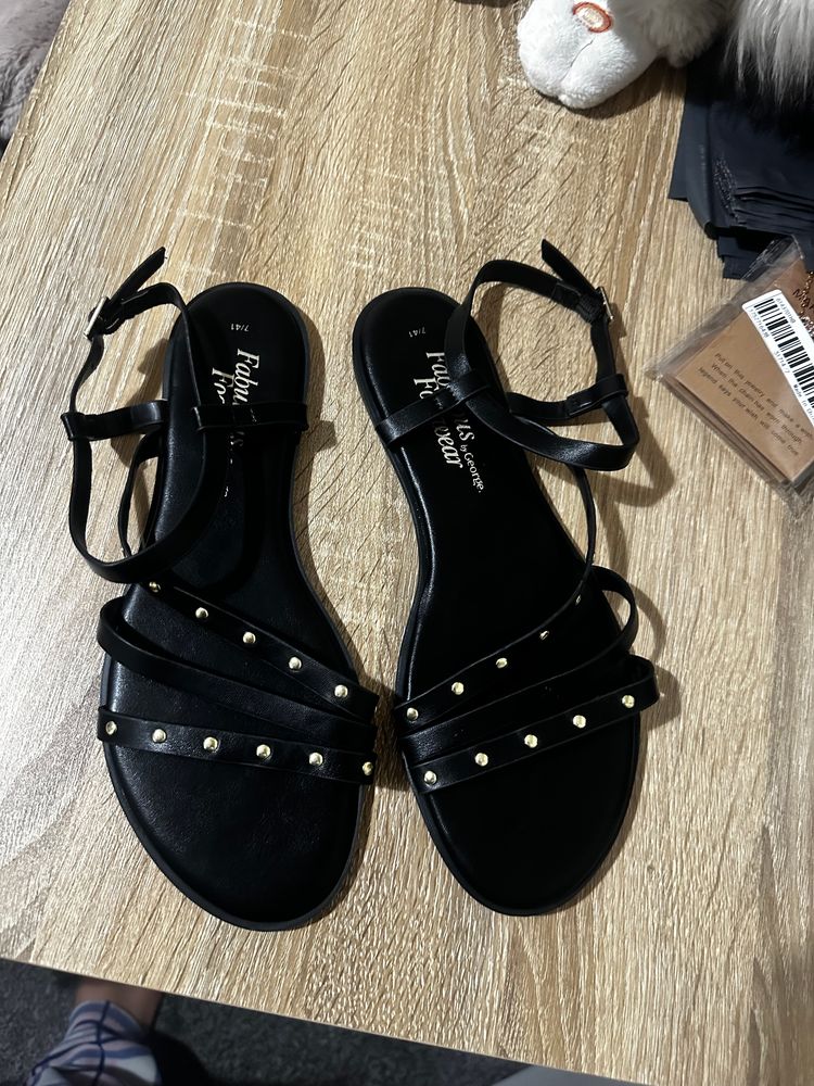 Black Studded Flat Sandals