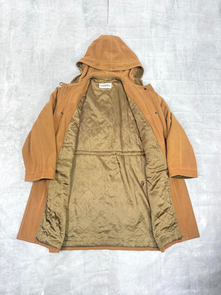 ICEBERG 90'S VINTAGE MONTGOMERY WOOL CASHMERE & LEATHER DUFFEL COAT JACKET LARGE imagen 7