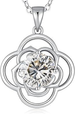 Silver Pendant Necklace With Clear Gemstone image 1