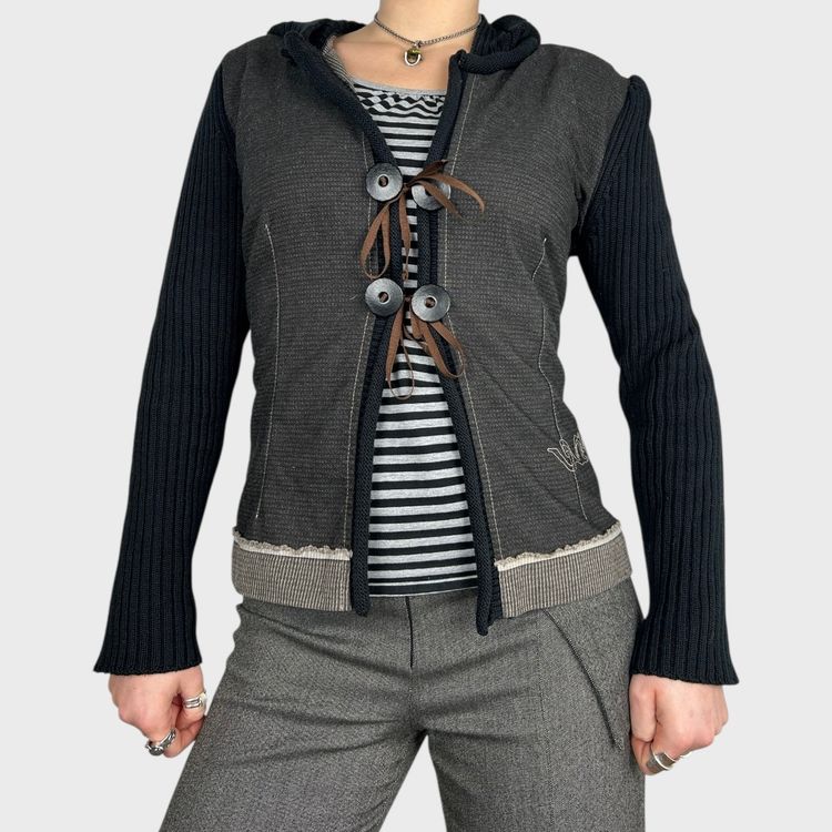 Cop Copine Bi-Material Knit Hoodie - M