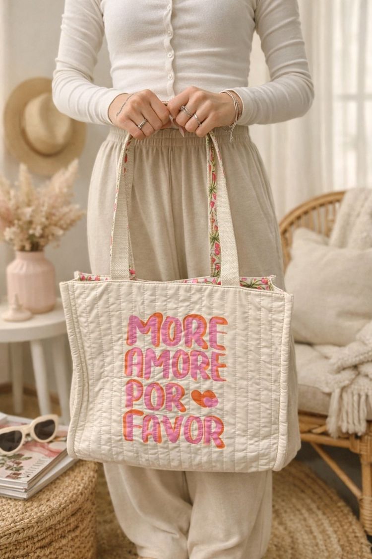 Other Quilted Tote Bag With Text Print product image