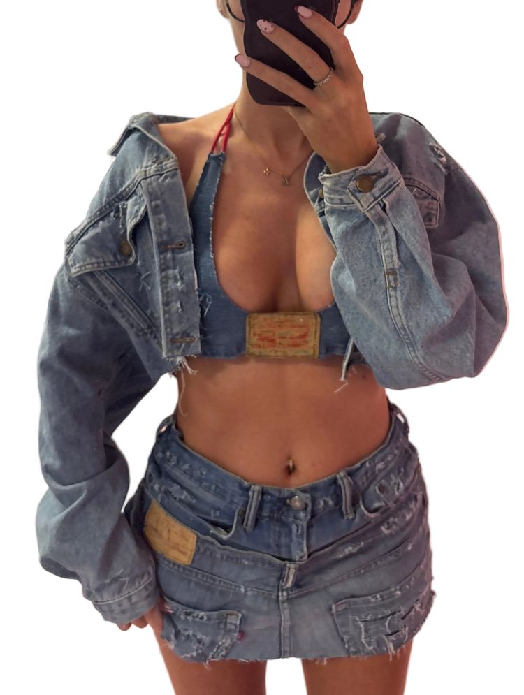 Cropped Distressed Denim Jacket 6