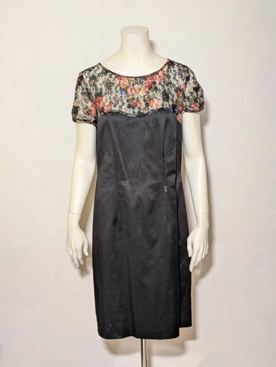 Abito elegante marca Cannella nero e pizzo floreale taglia 46