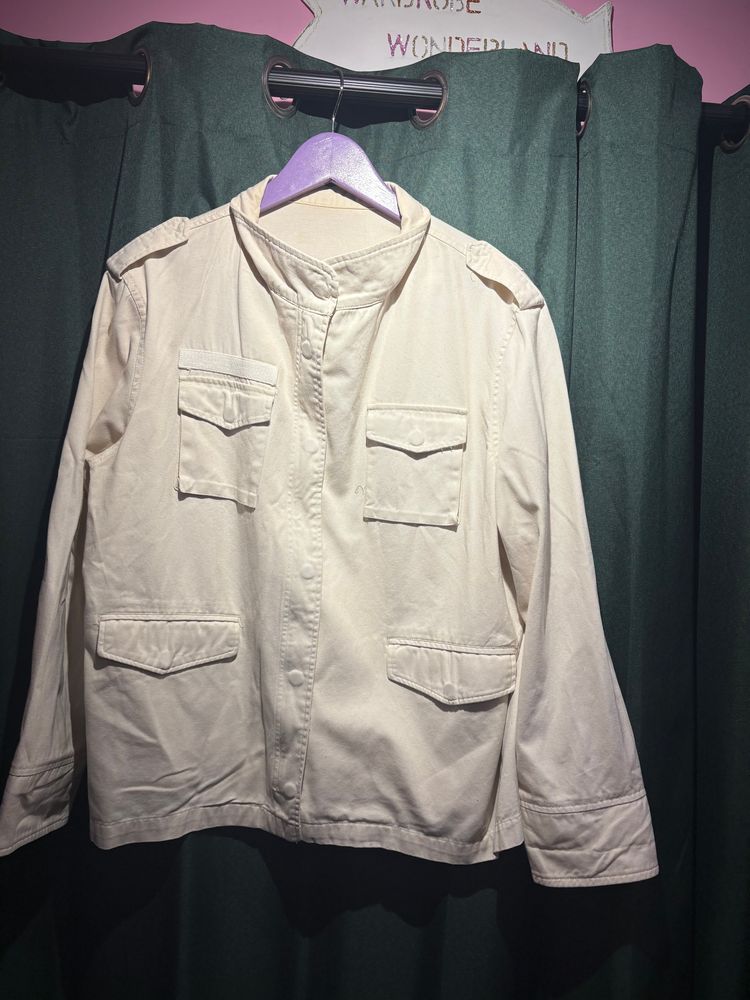 Beige Jacket With Pockets
