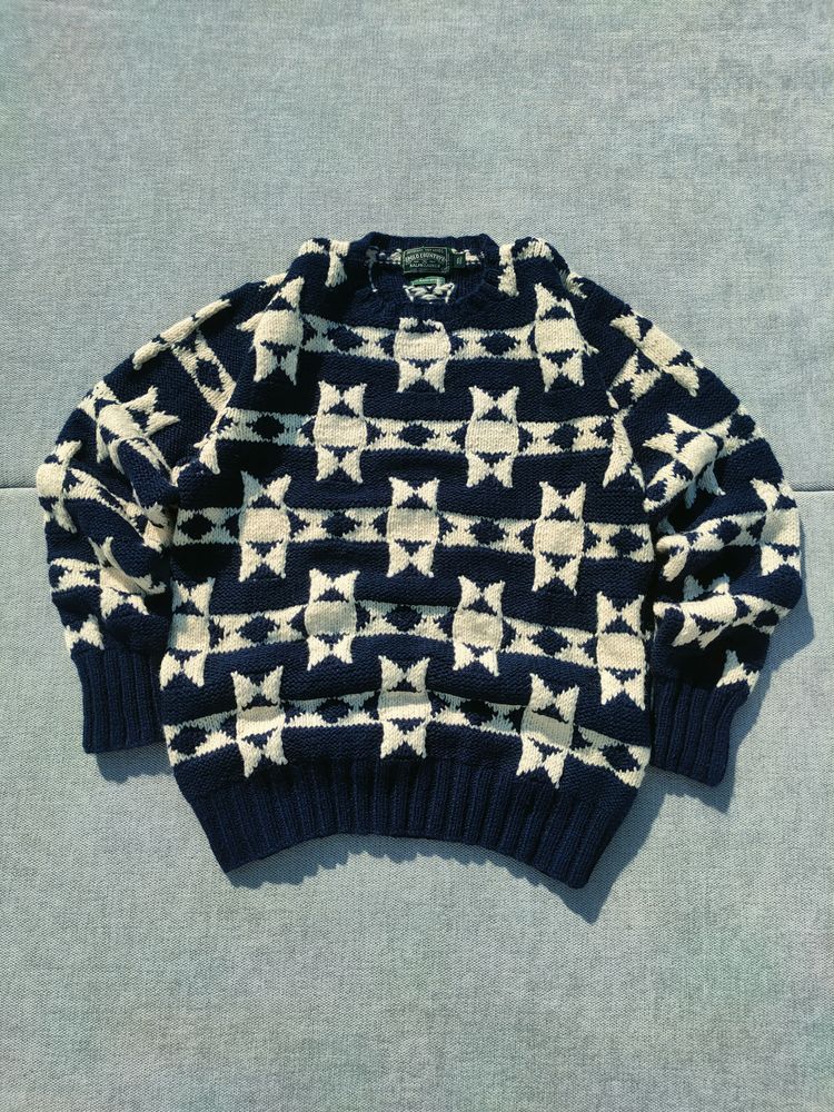RLX Ralph Lauren Maglione lavorato a mano con motivo geometrico (Vintage 80s) |Polo Ralph Lauren  product image