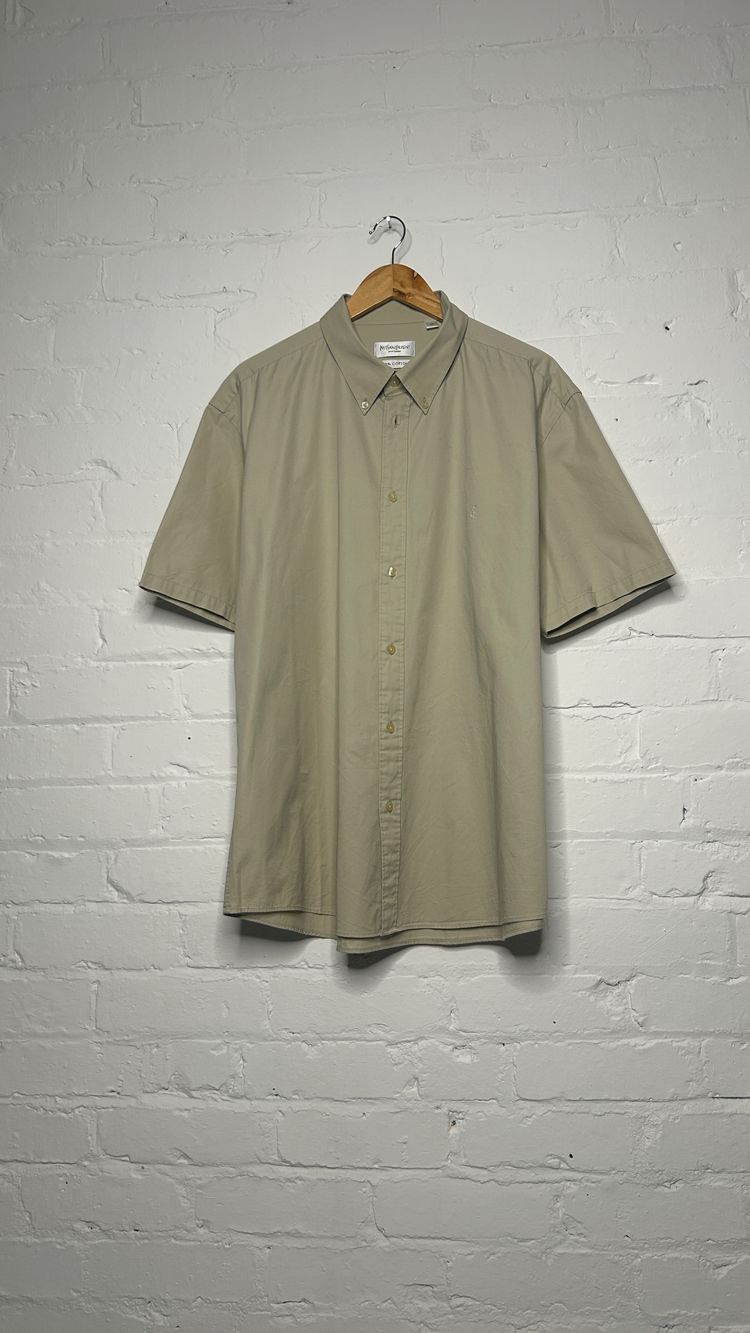 YSL Beige Short Sleeve Button-Up Shirt