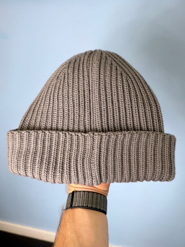One Size C.P. Company Grey Goggle Ribbed Beanie Hat obraz 3