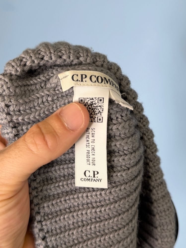 One Size C.P. Company Grey Goggle Ribbed Beanie Hat obraz 4