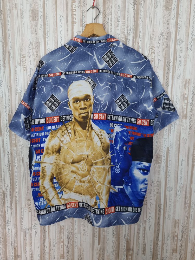 Blue Graphic Shirt With 50 Cent Print