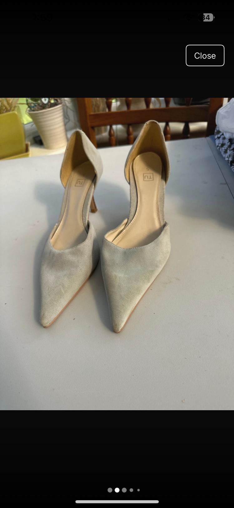 light beige pointed toe heels obraz 5