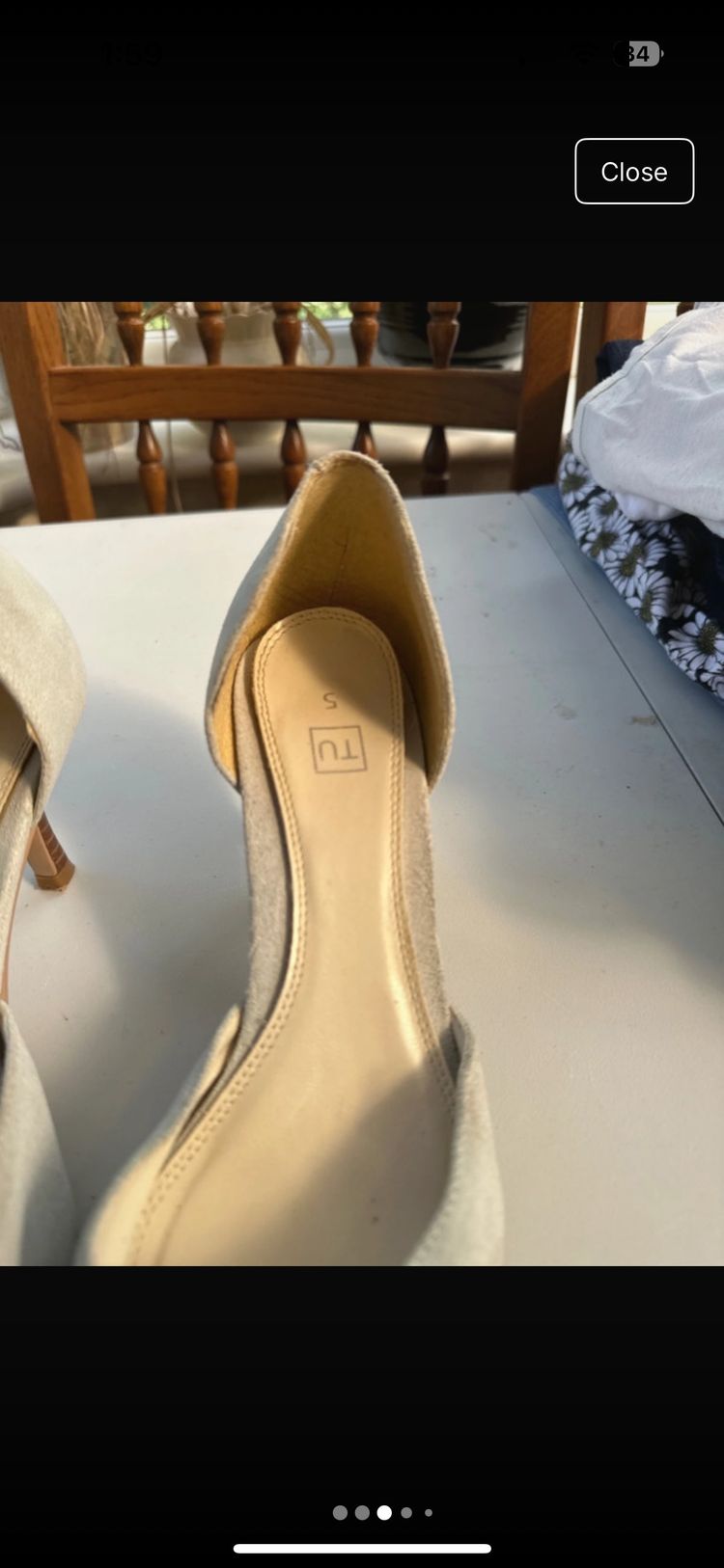 light beige pointed toe heels obraz 4