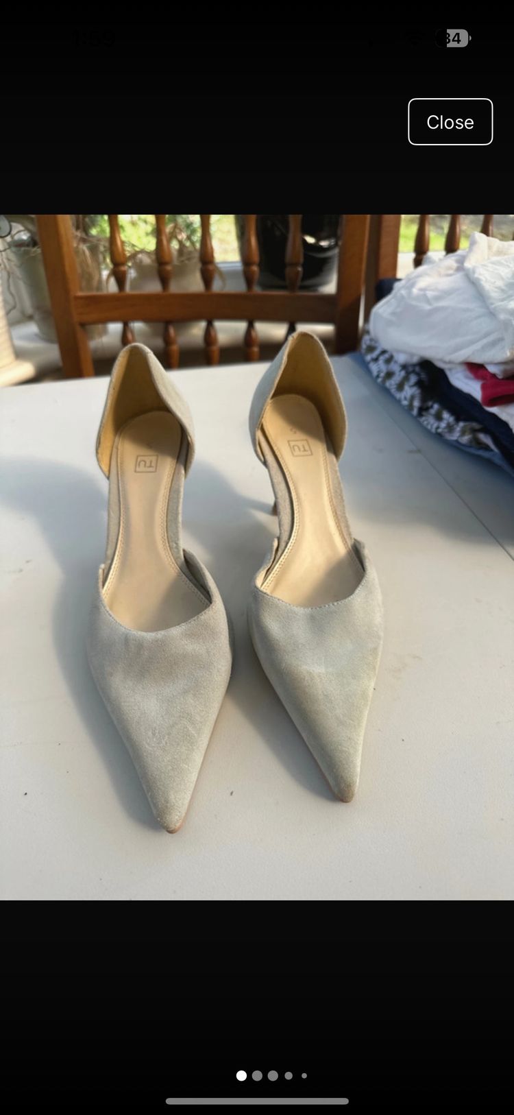 light beige pointed toe heels obraz 6