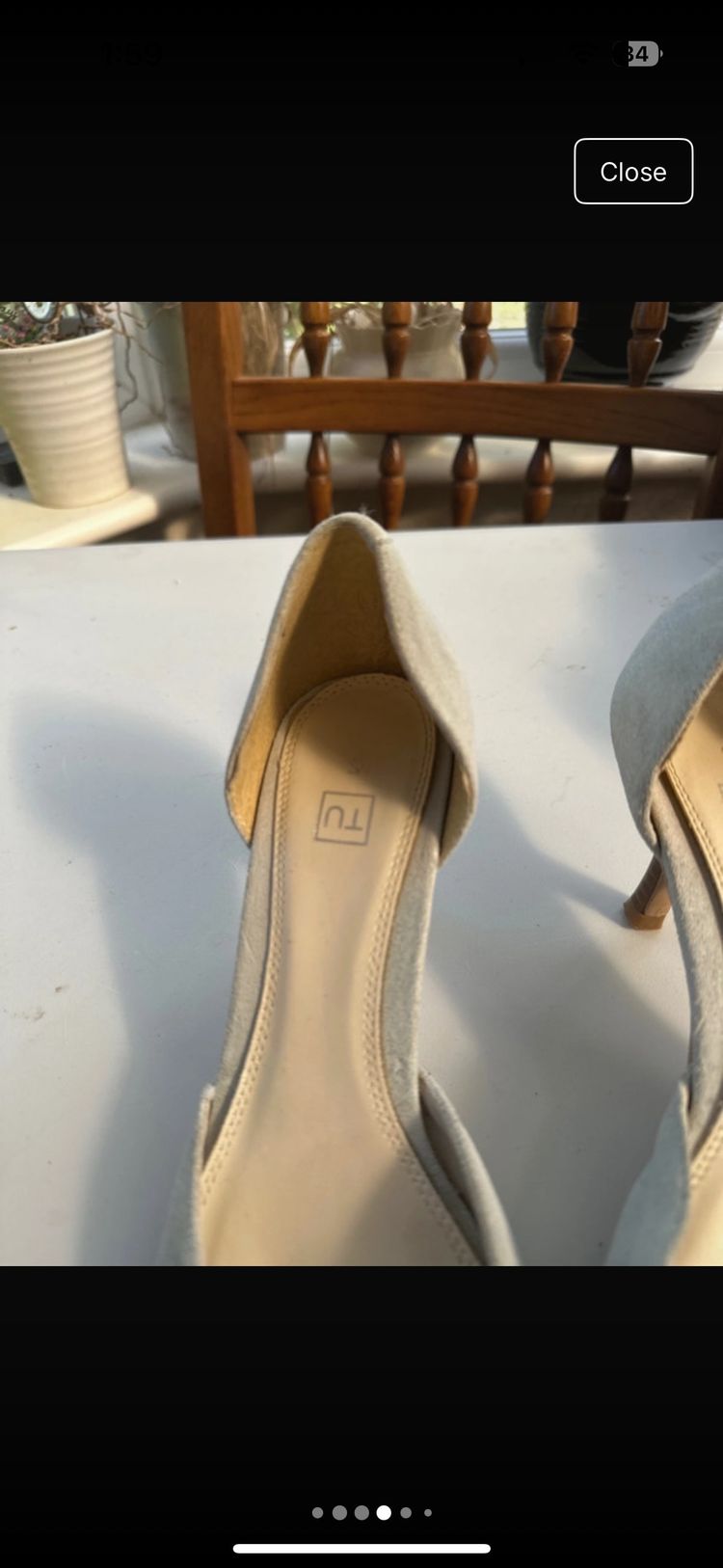 light beige pointed toe heels obraz 2