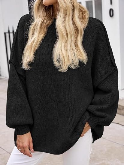 Black Oversized Knit Sweater image 1