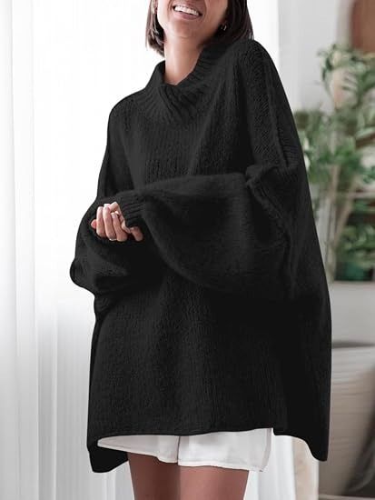 Black Oversized Knit Sweater image 2