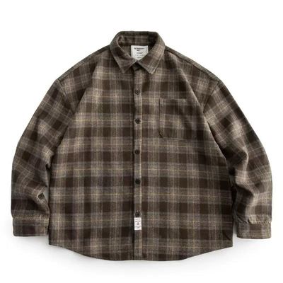 Brown Plaid Button-Up Shirt