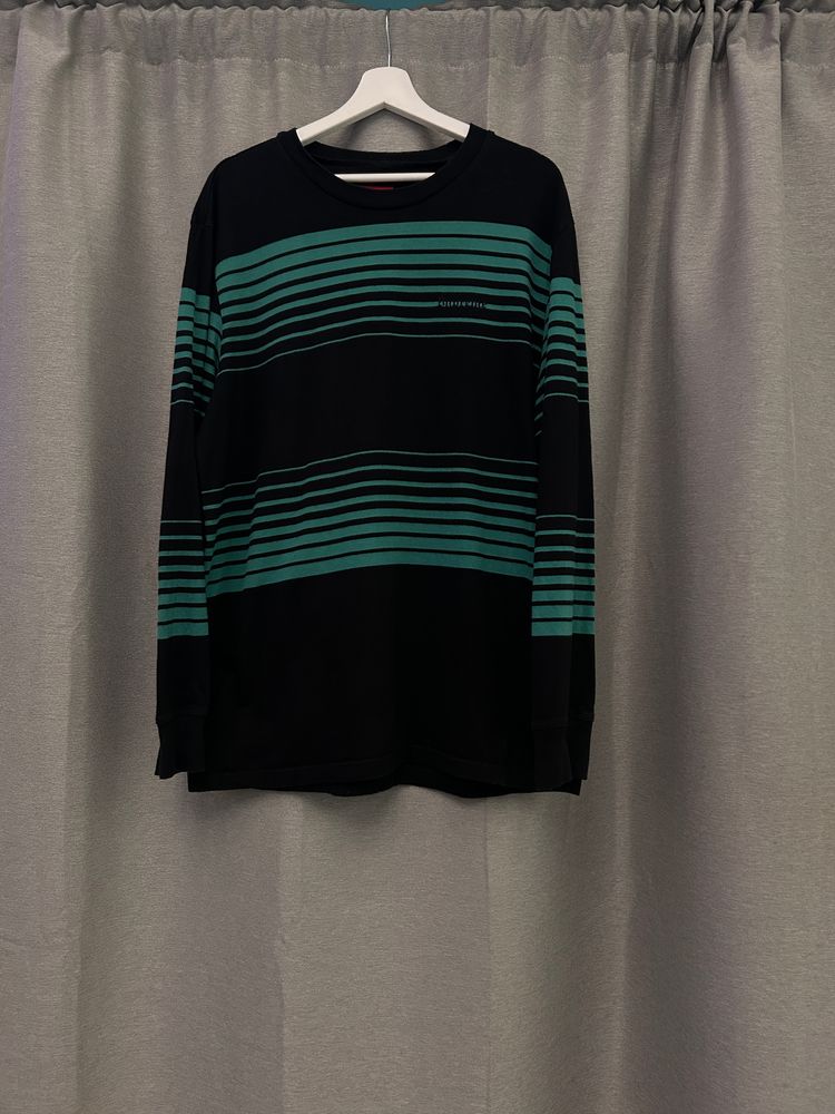 Supreme Black And Green Striped Long Sleeve Shirt