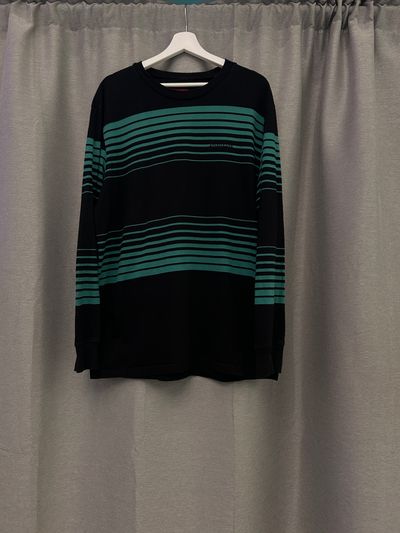 Supreme Black And Green Striped Long Sleeve Shirt