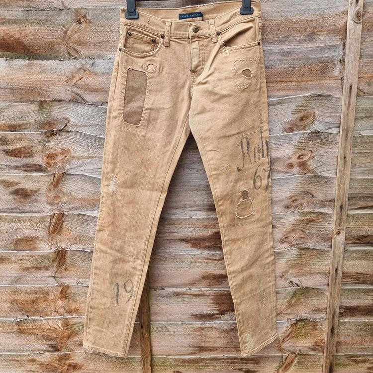 BNWT Ralph Lauren Women's Size W26" L30" Beige Skinny Fit Ranger Wash Jeans image 1