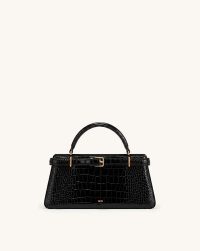 Black Croc-Embossed Handbag