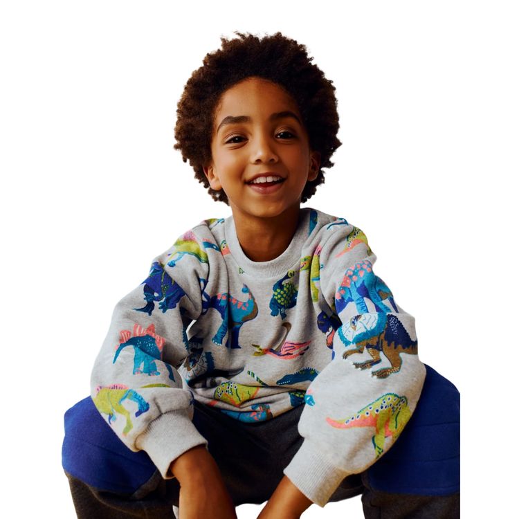 Mini Boden Kids Everyday Printed Sweatshirt In Grey imagen 1