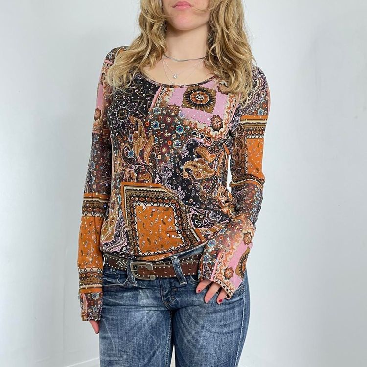 Long Sleeve Patterned Top