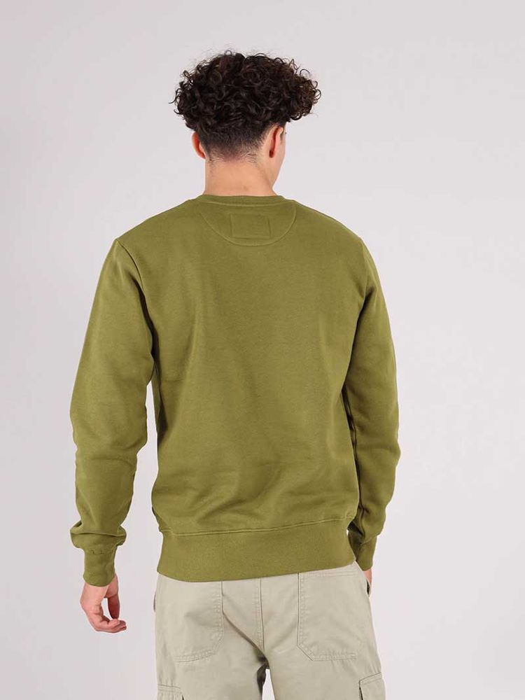 Flash Embroidered Mens Sweatshirt, Organic Cotton, in Khaki Green imagen 2