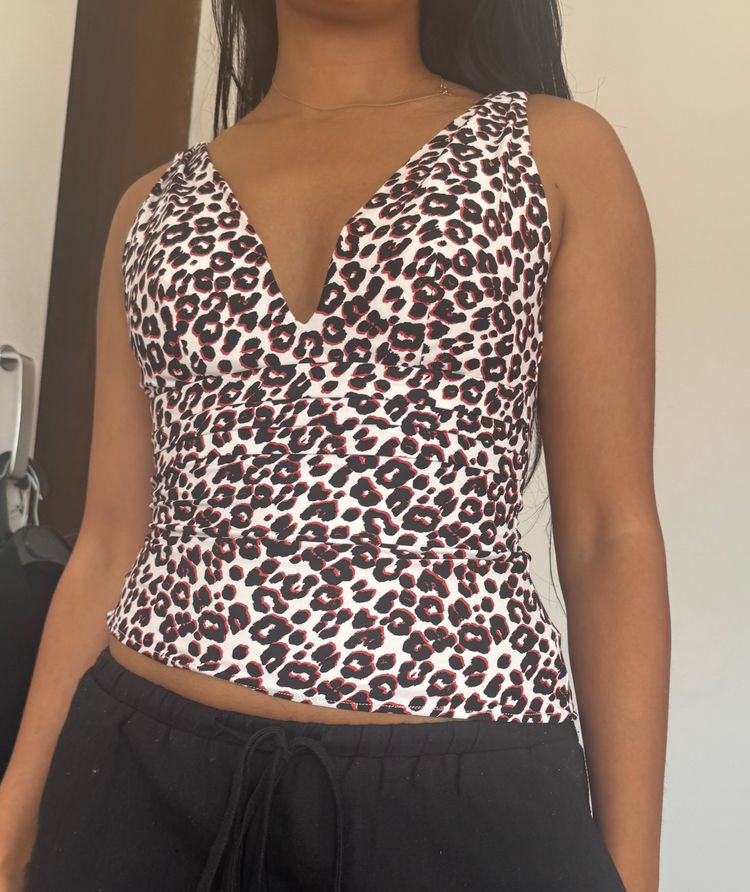 Leopard Print Sleeveless Top obraz 2