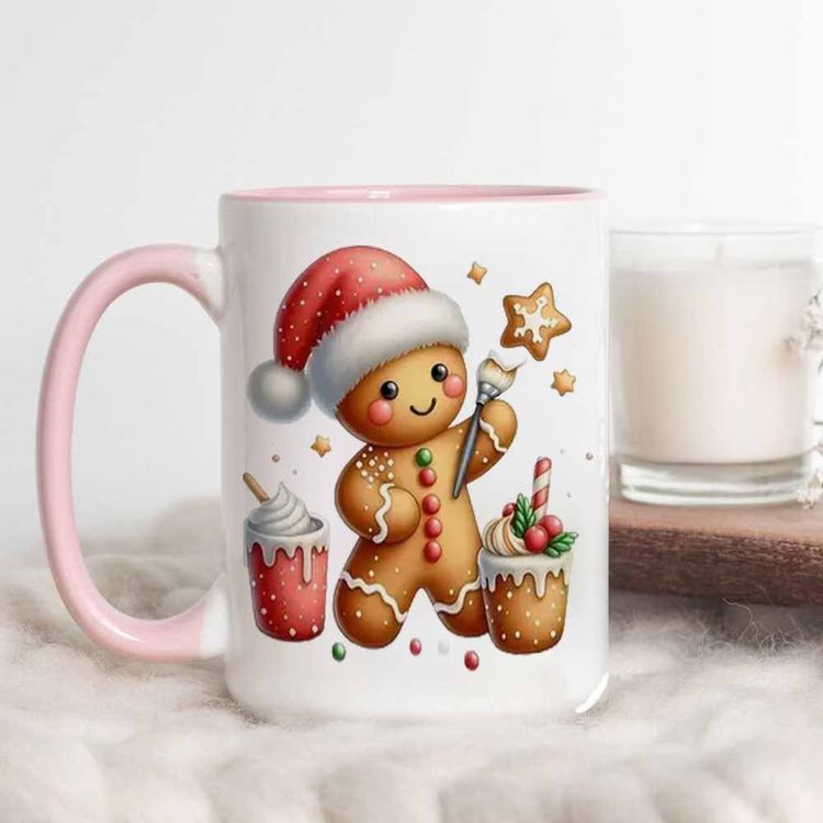 Other Festive Santa Gingerbread Man Decorating Cookies Ceramic Coffee Mug – Cute Christmas Holiday Baking & Winter Novelty Cup (M1145) product image