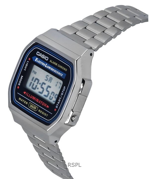 Casio Digital Alarm Chrono Stainless Steel A168WA-1WDF A168WA-1W Unisex Watch 3