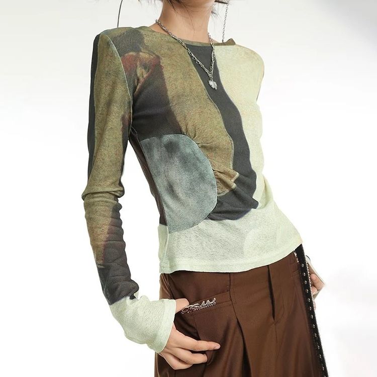 Abstract Print Long Sleeve Top image 4