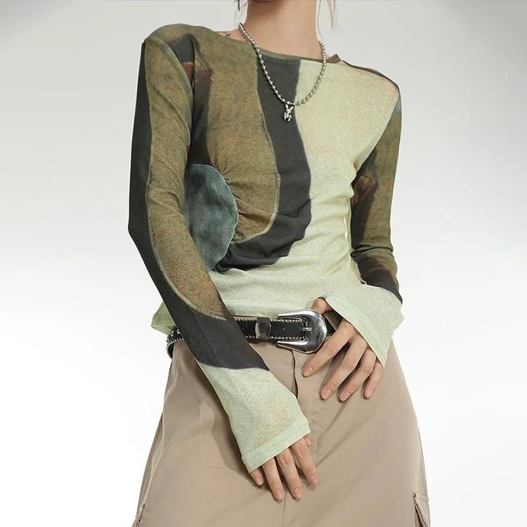 Abstract Print Long Sleeve Top image 3