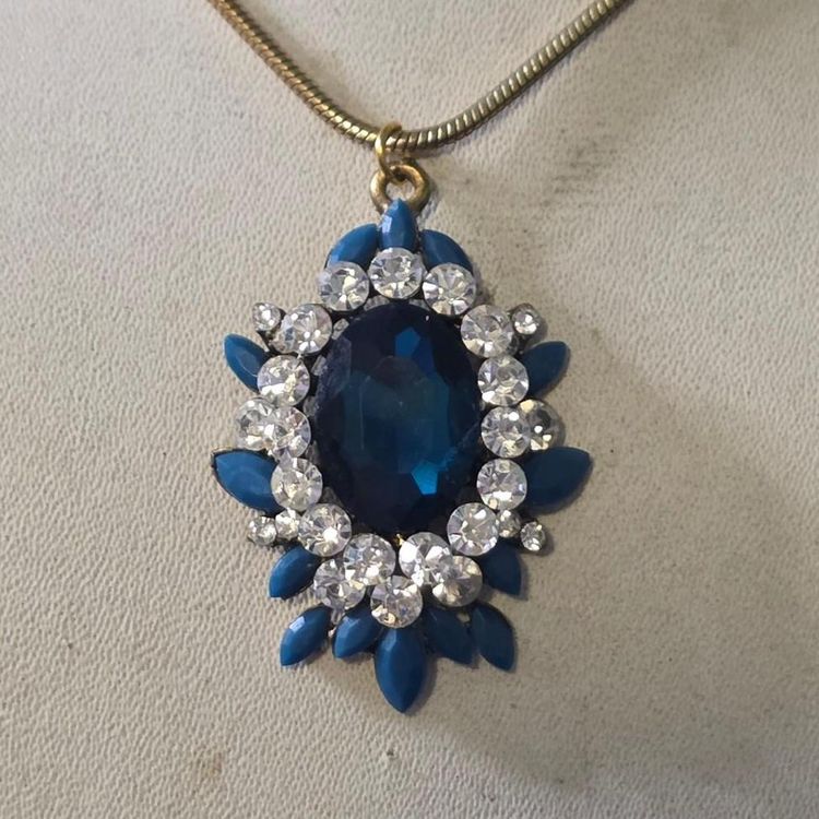 Blue Gemstone Pendant Necklace obraz 8