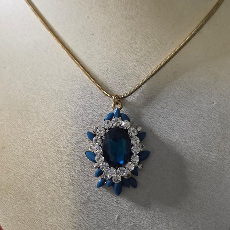 Blue Gemstone Pendant Necklace obraz 2