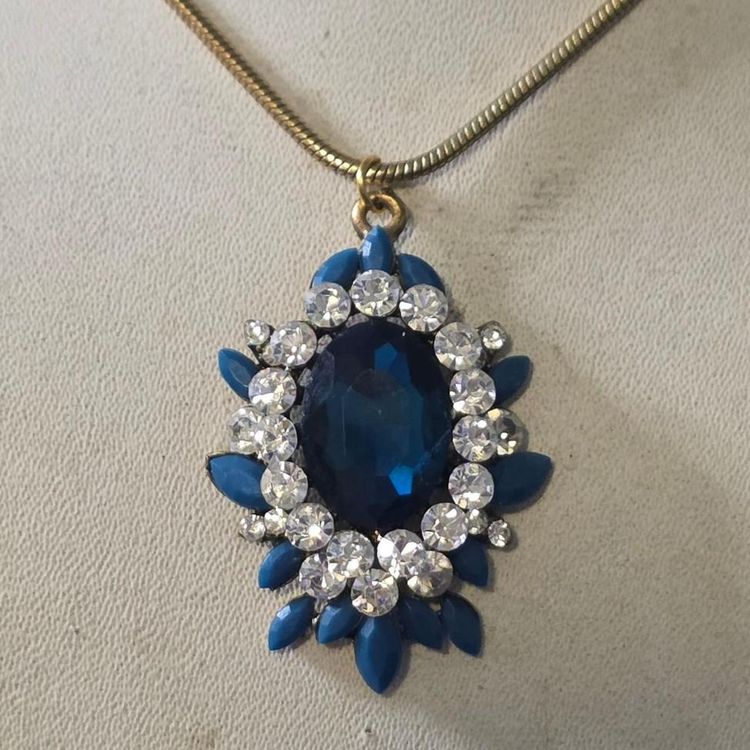 Blue Gemstone Pendant Necklace obraz 7