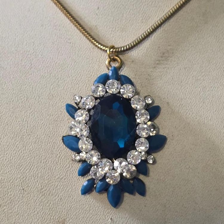 Blue Gemstone Pendant Necklace obraz 4