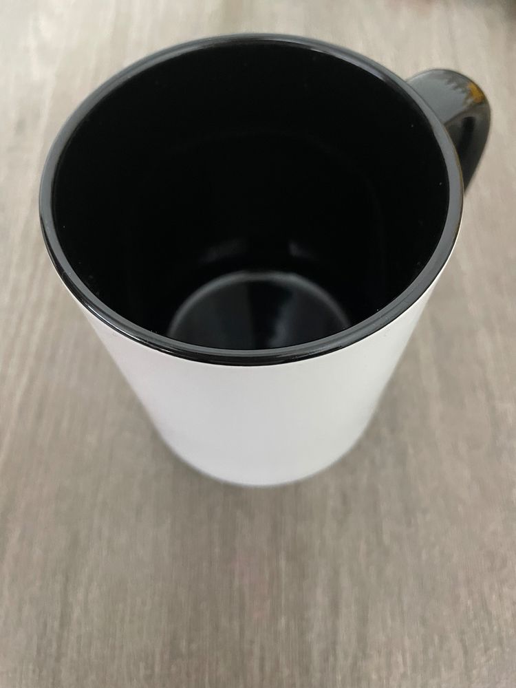 Ceramic Mug with Coloured Interior - White Body, Green/Black Inside & Handle, Tea Coffee Cup