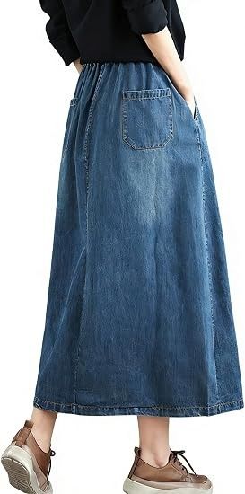 Denim Skirt With Cat And Fish Embroidery image 2