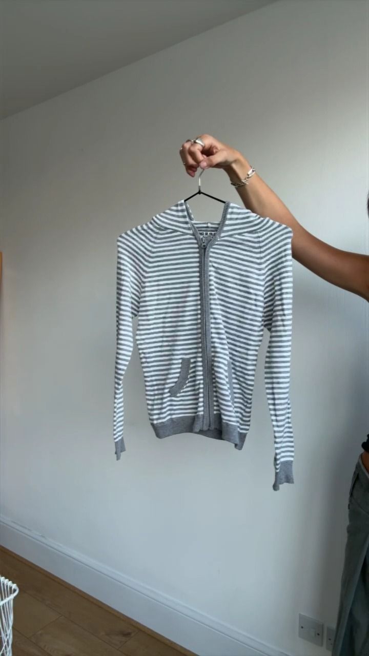 Other grey stripe knitted hoodie xs product image