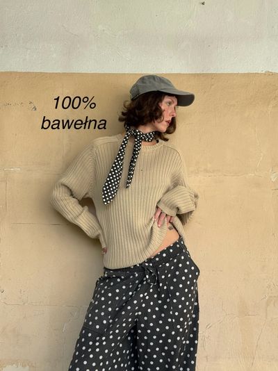 beige ribbed sweater