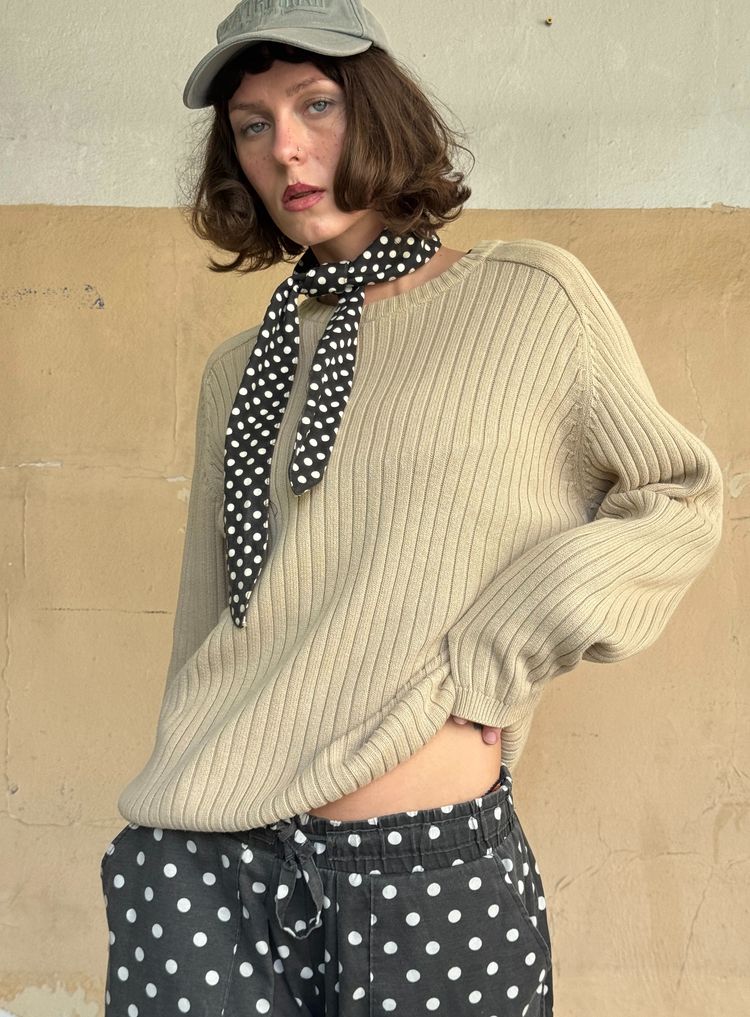 beige ribbed sweater 2